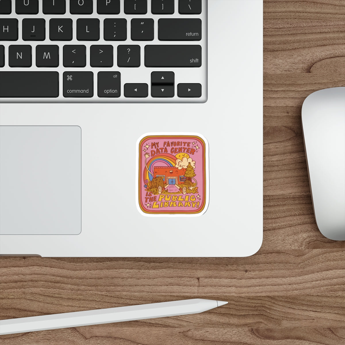 “My Favorite Data Center Is The Public Library” Die-Cut Sticker