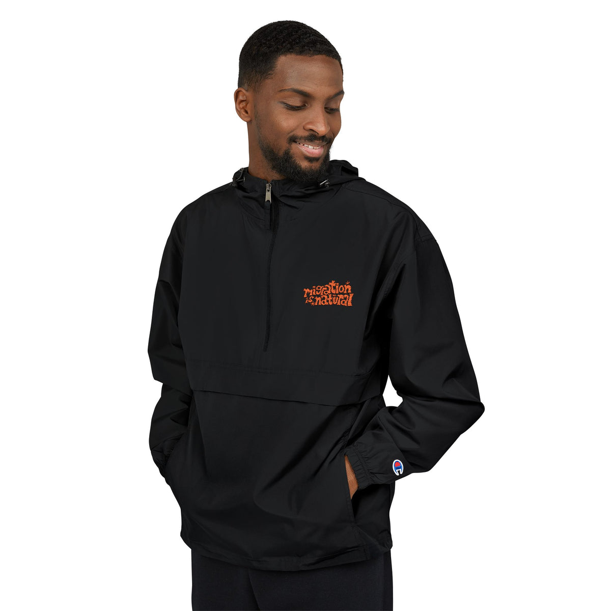 Migration is Natural Embroidered Unisex Packable Champion Anorak Jacket