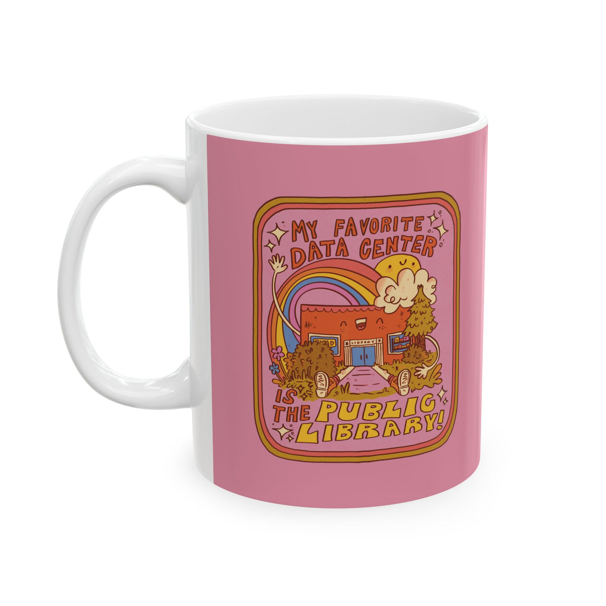 Pink Retro Public Library Ceramic Mug (11oz, 15oz)