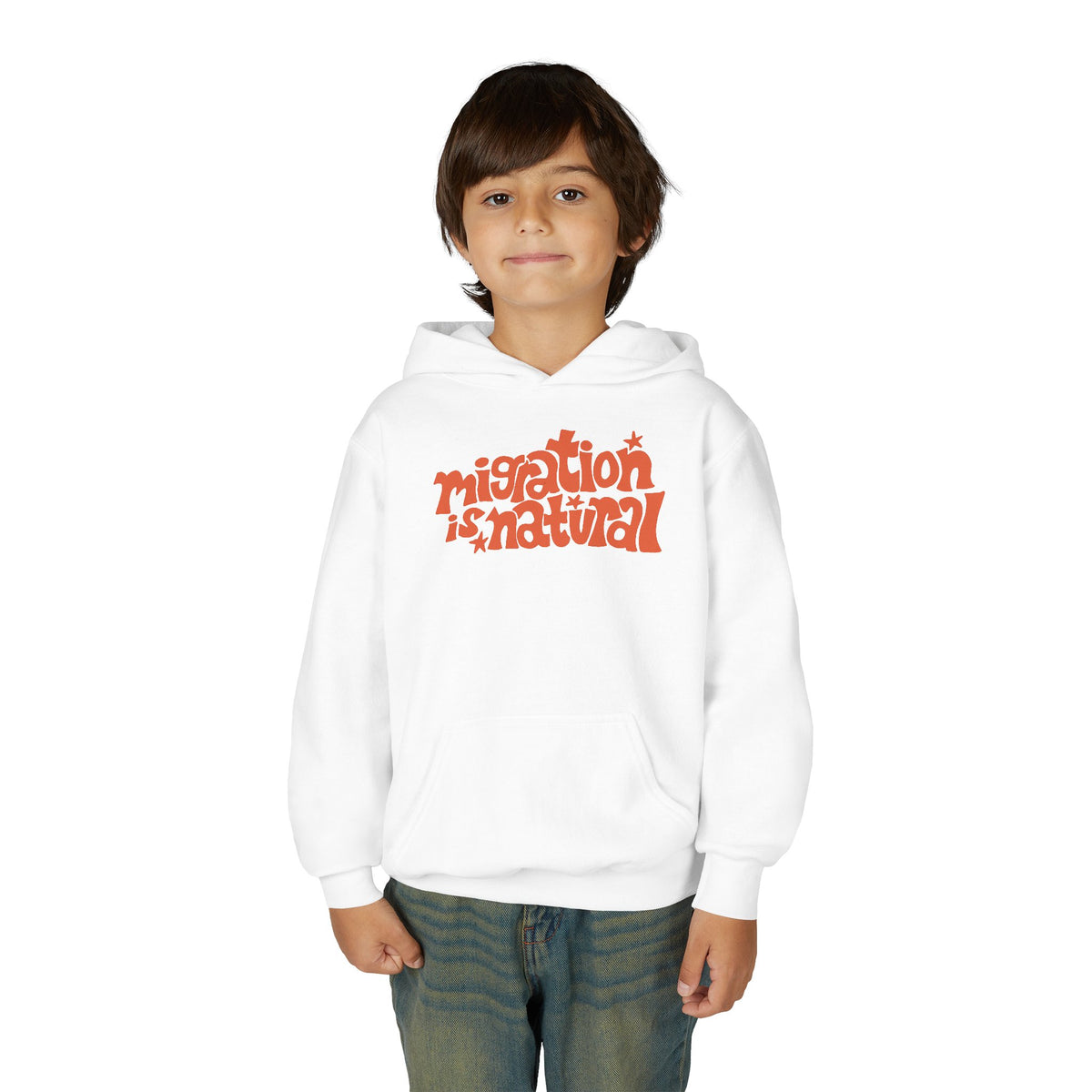 "Migration is Natural" - Youth Heavy Blend Hooded Sweatshirt