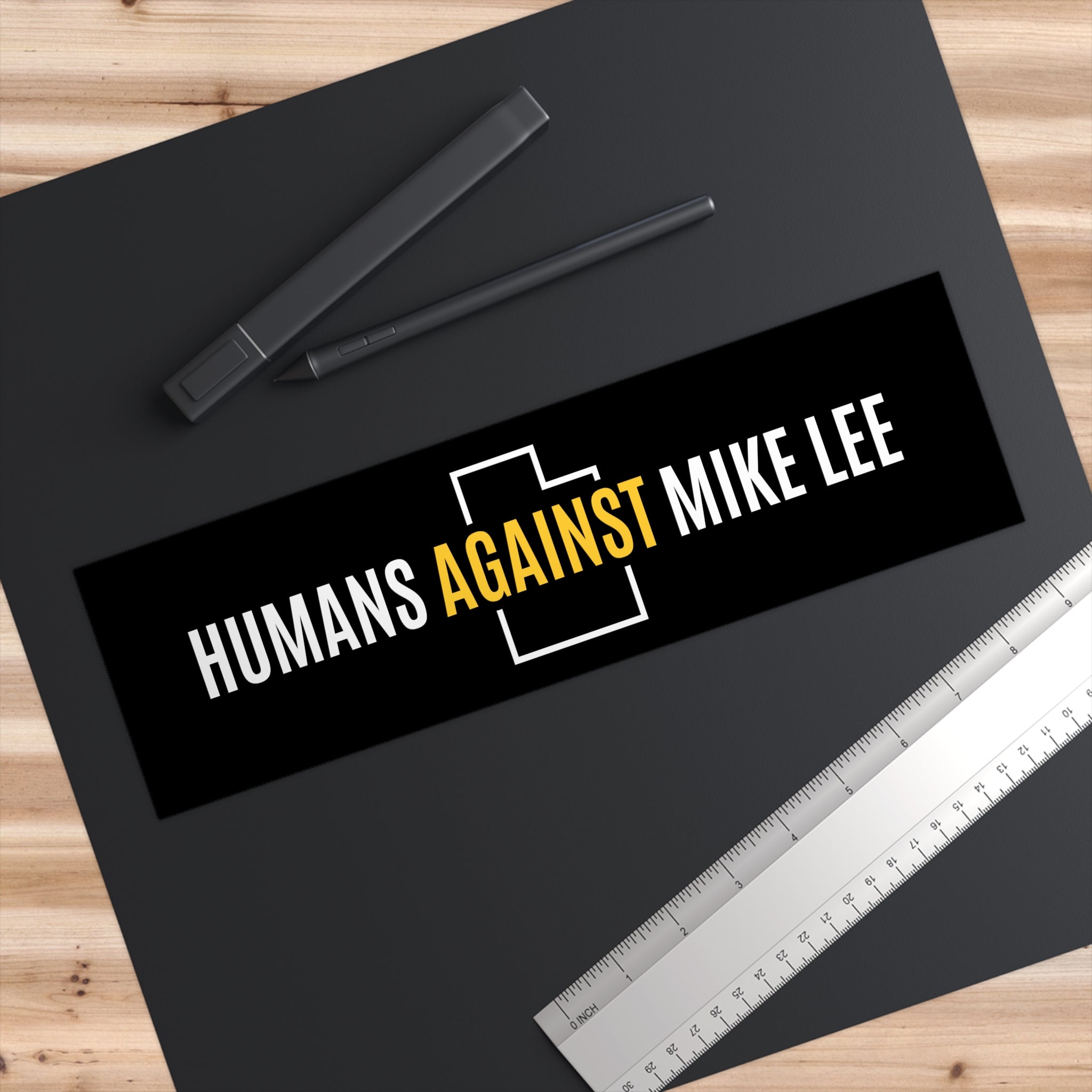 HUMANS AGAINST MIKE LEE BUMPER STICKER