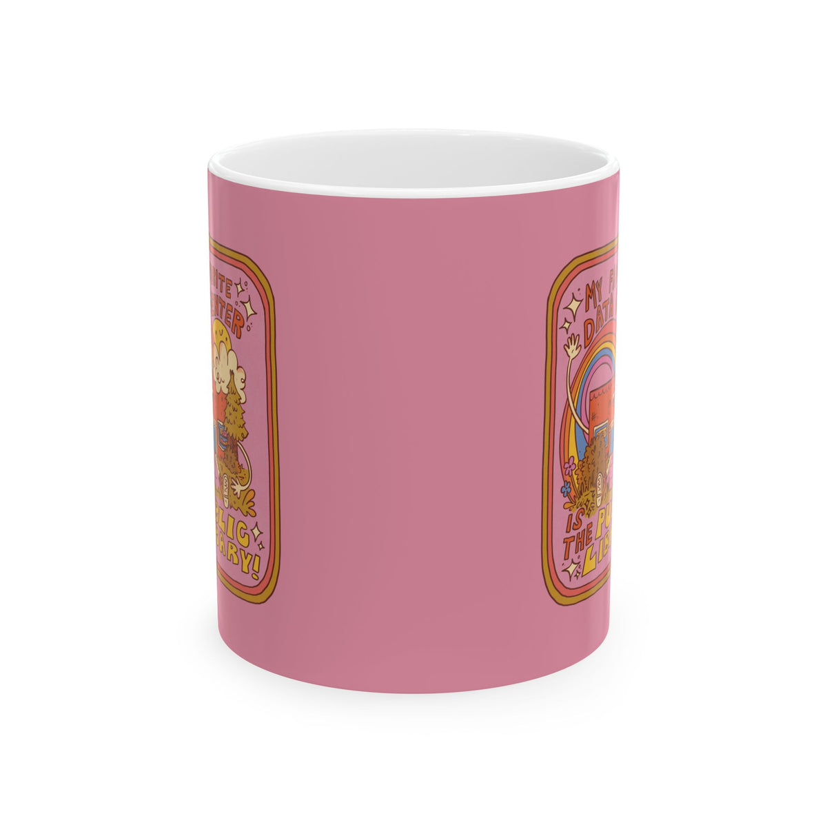 Pink Retro Public Library Ceramic Mug (11oz, 15oz)