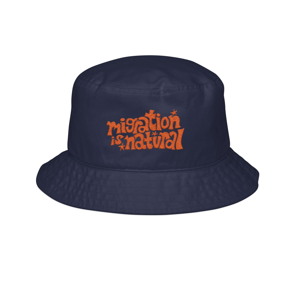 Bucket Hat — "Migration is Natural" Floral Retro Embroidered Sun Hat